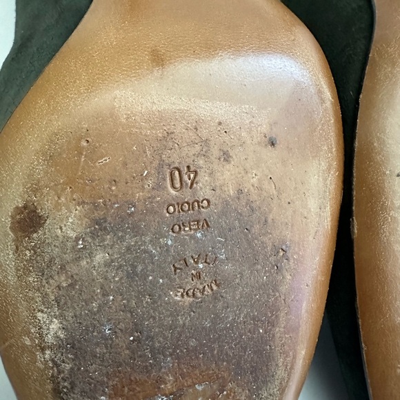 Moschino Genuine Suede High Heels Green Made in Italy Sz 40, 9.5. Comfort, Boho - Picture 7 of 8